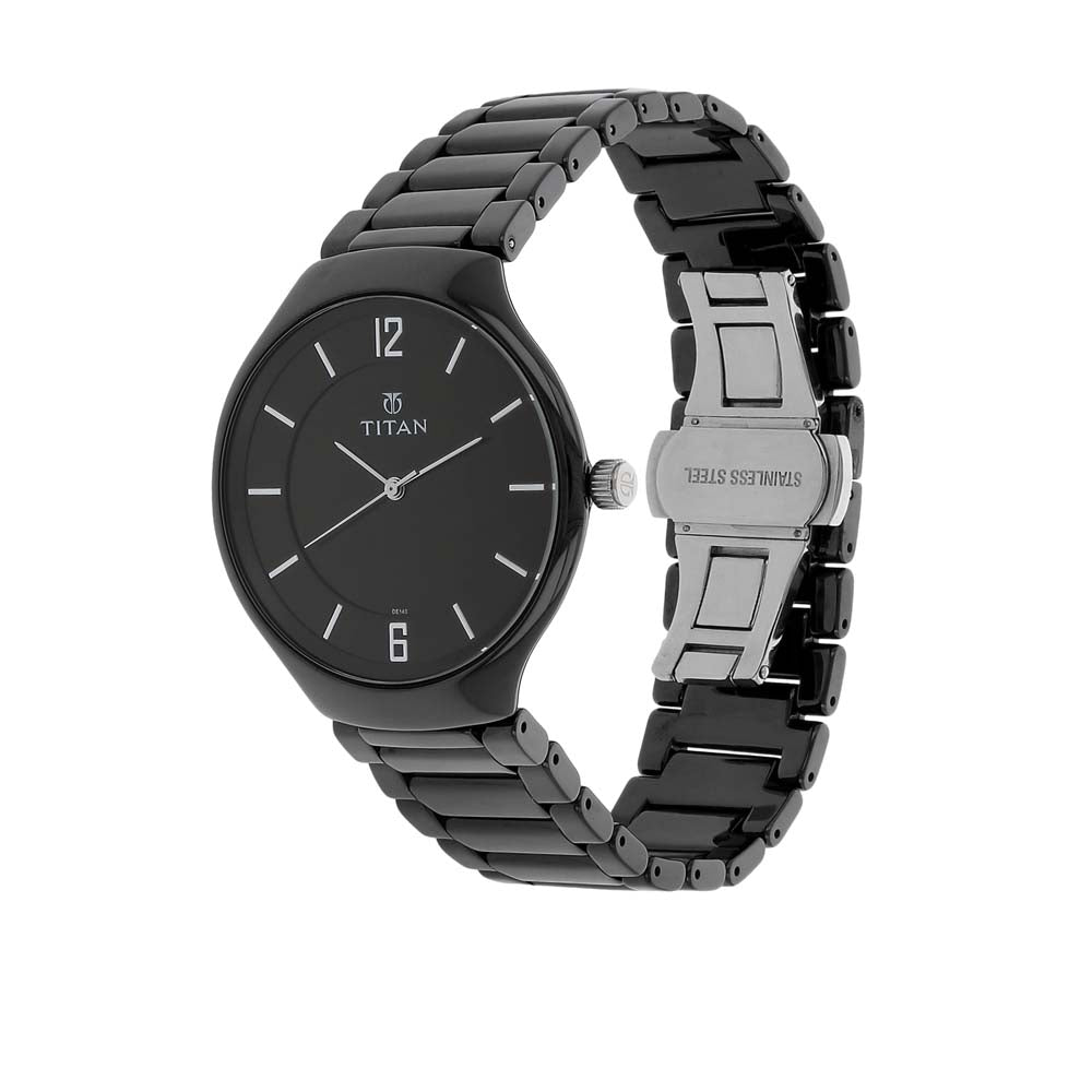 Titan Black Dial Analog Ceramic Strap Ceramic Strap Watch for Men