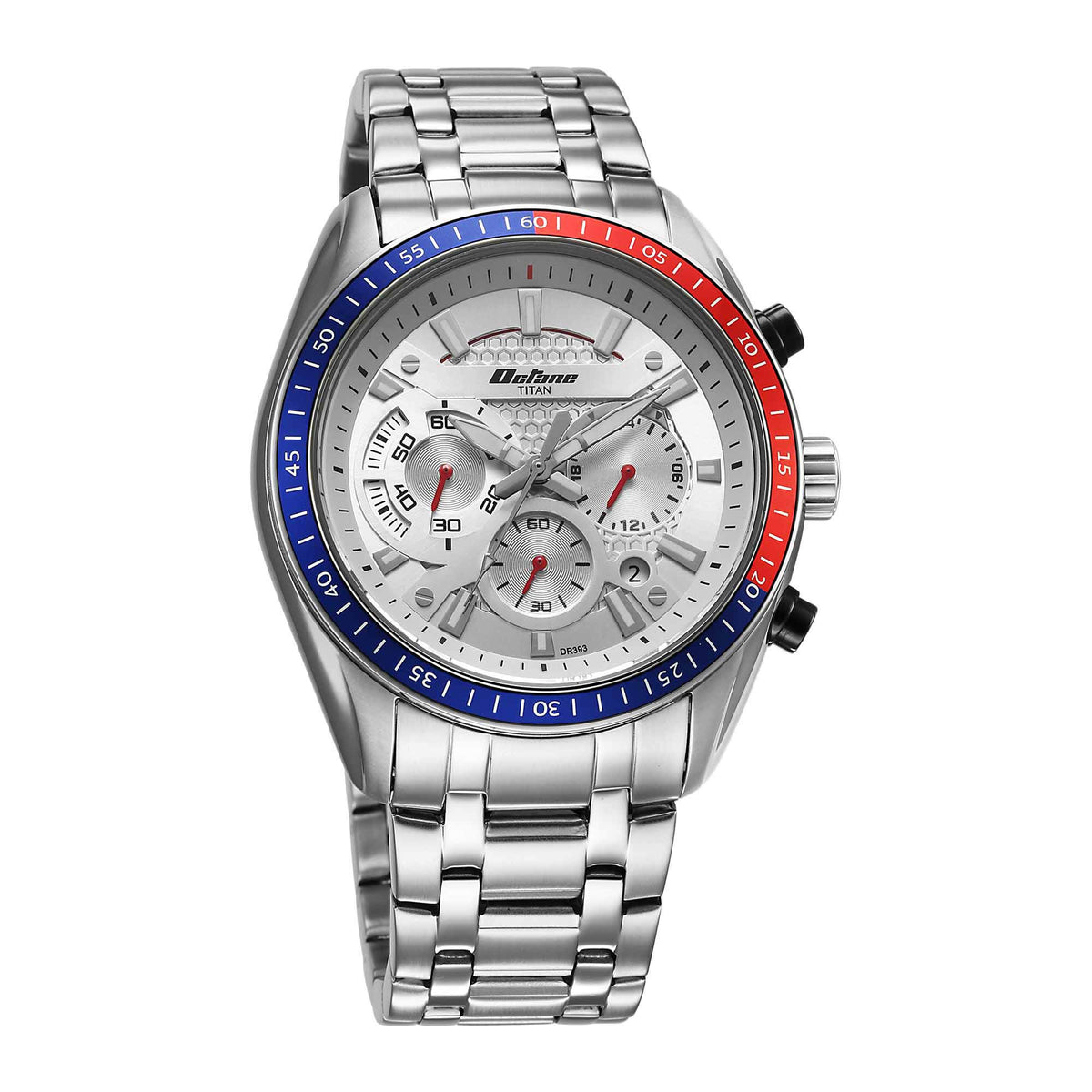 Titan Octane Silver Dial Stainless Steel Strap Chronograph Watch for Men