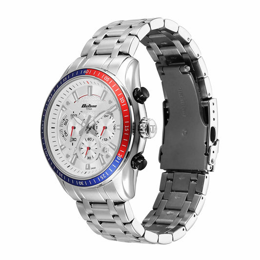 Titan Octane Silver Dial Stainless Steel Strap Chronograph Watch for Men