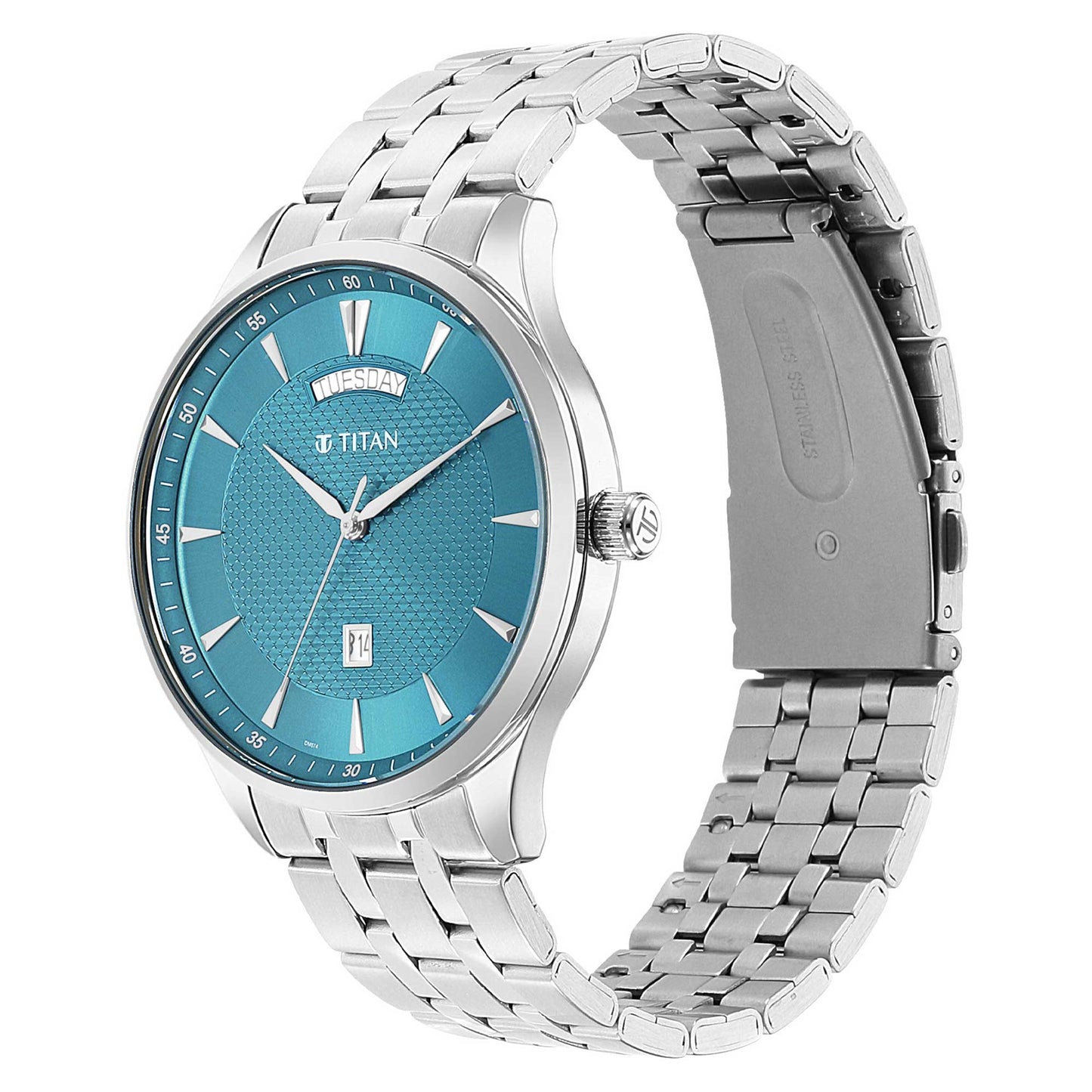 Titan Opulent III Blue Dial Analog Stainless Steel Strap watch for Men