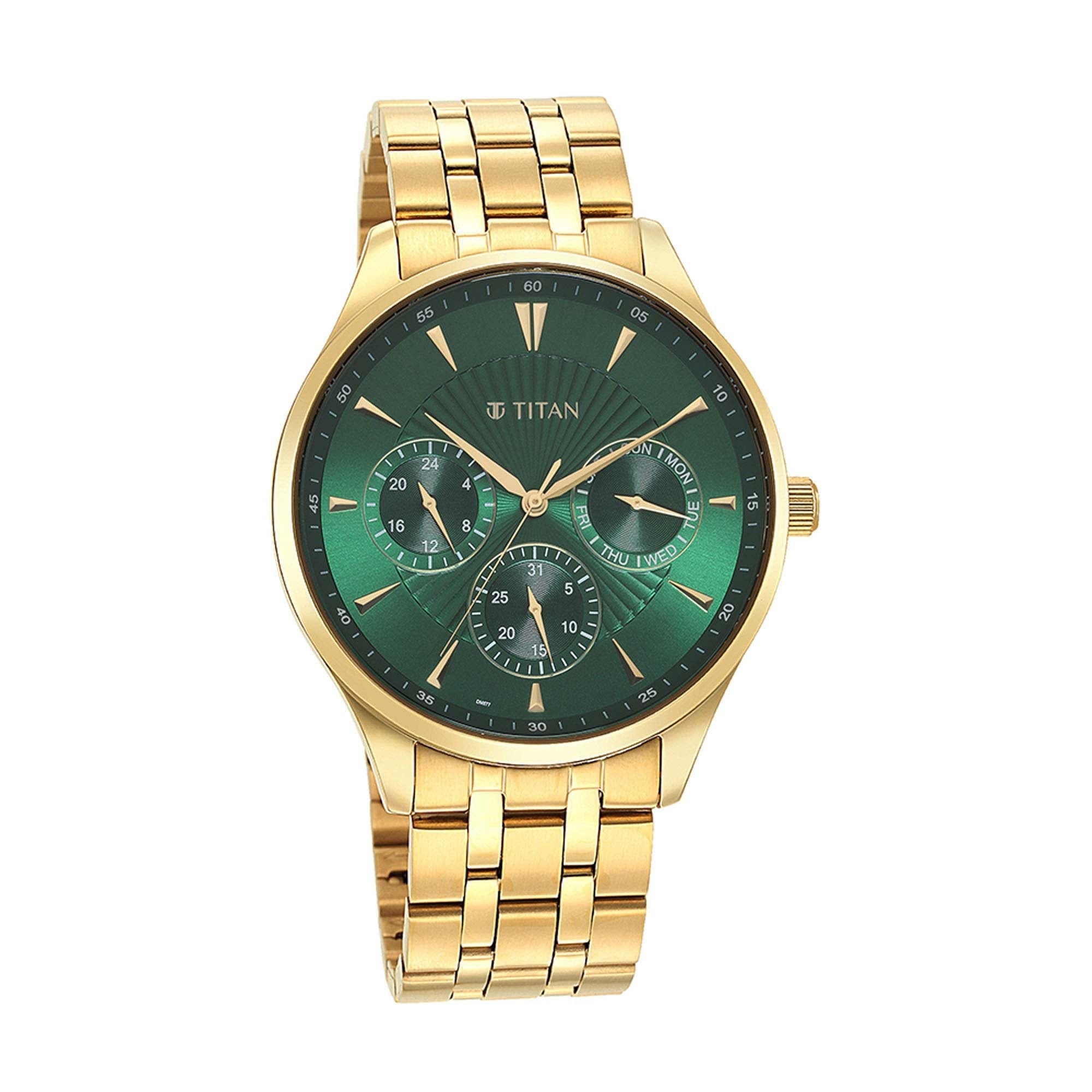 Titan Opulent III Green Dial Multi Stainless Steel Strap watch for Men