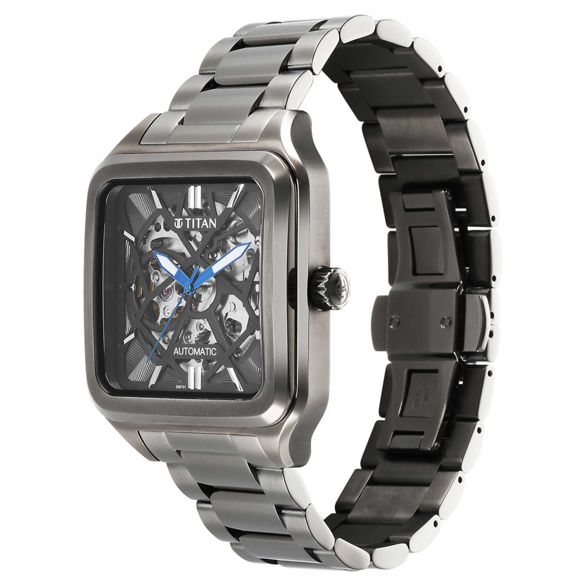 Titan Shaped Automatics Anthracite Dial Grey Stainless Steel Strap watch for Men