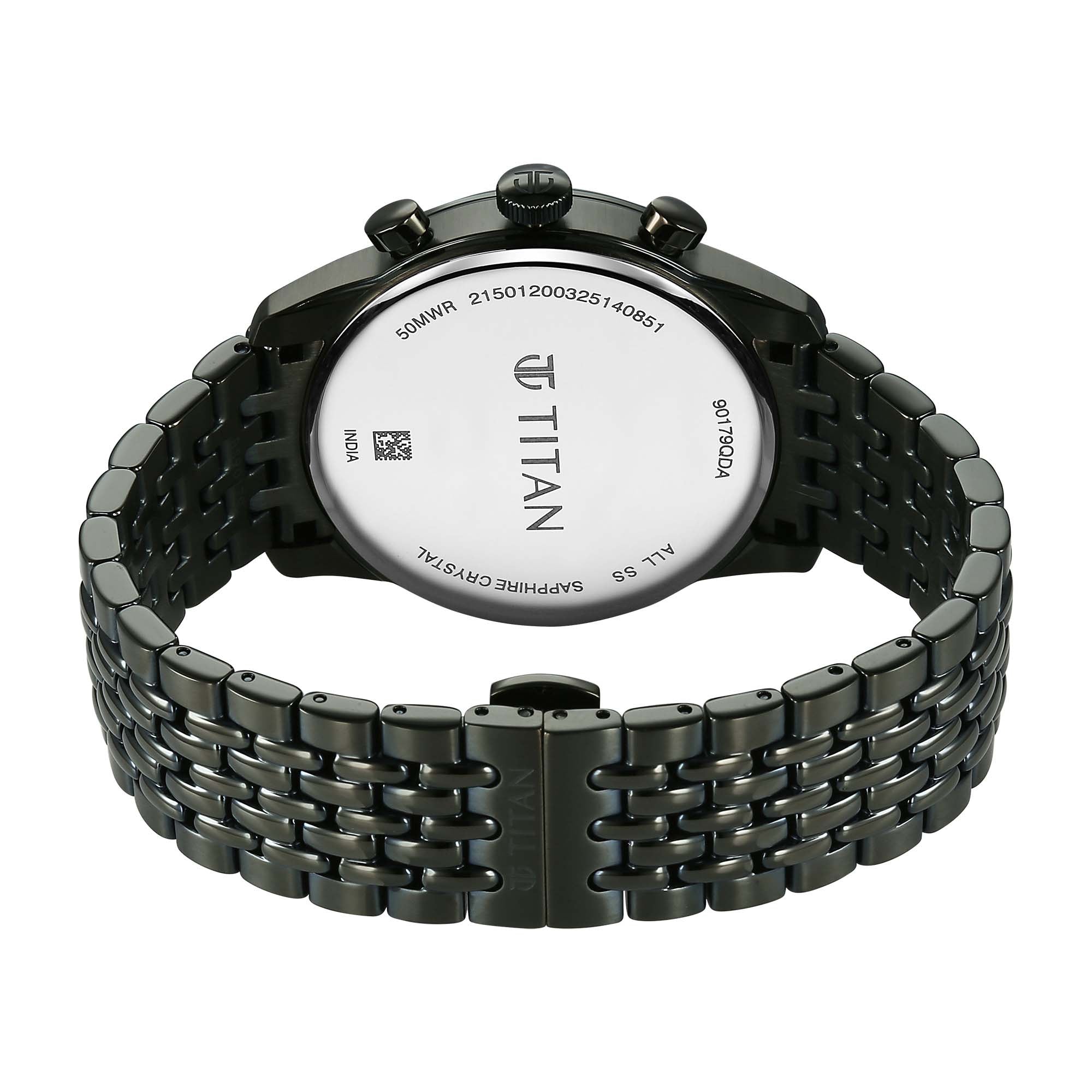 Titan Olive Dial Stainless Steel Strap Analog with Hour and Minute Quartz Watch for Men