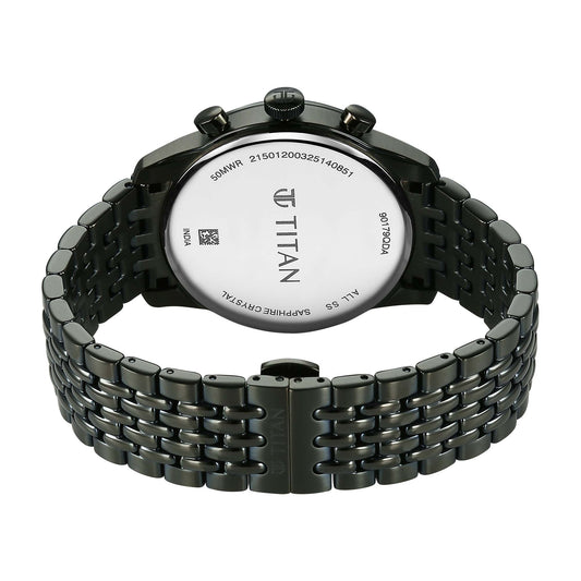 Titan Olive Dial Stainless Steel Strap Analog with Hour and Minute Quartz Watch for Men