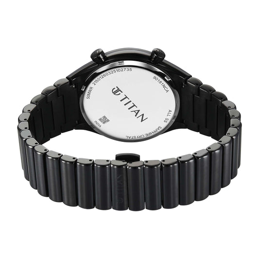 Titan Classique Micromotors Blue Dial Black Stainless Steel Strap Analog Watch for Men