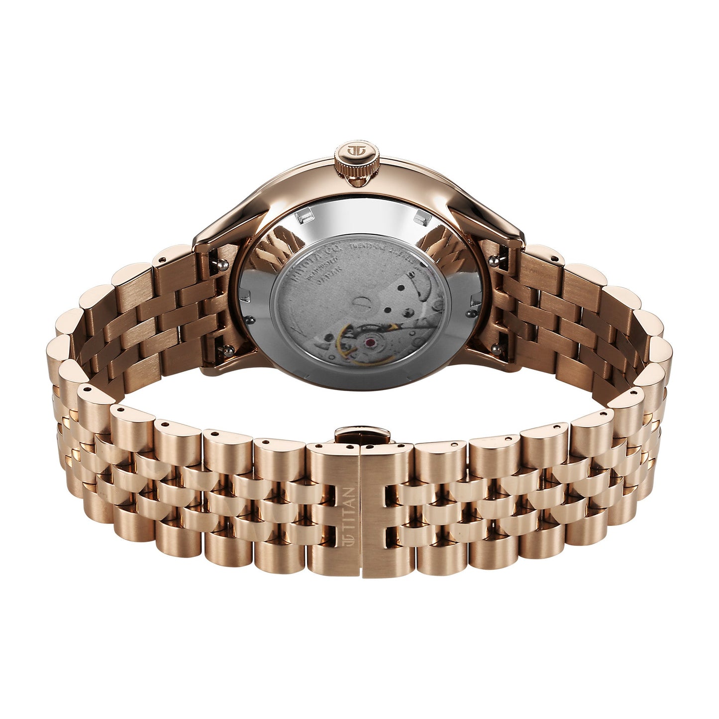 Titan Silver Dial Rose Gold Stainless Steel Automatic with Date Watch for Men