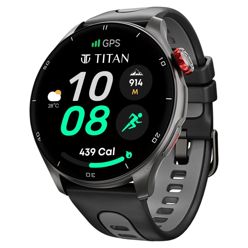 Titan Celestor Advanced GPS & Barometer 3.6 CM AMOLED Display with AOD, Piezoelectric Functional Crown Black Eclipse