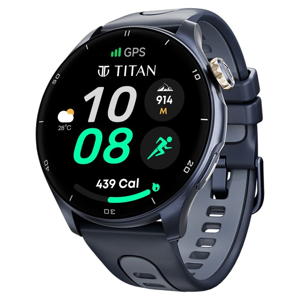 Titan Celestor Advanced GPS & Barometer 3.6 CM AMOLED Display with AOD, Pizoelectric Functional Crown Aurora Blue