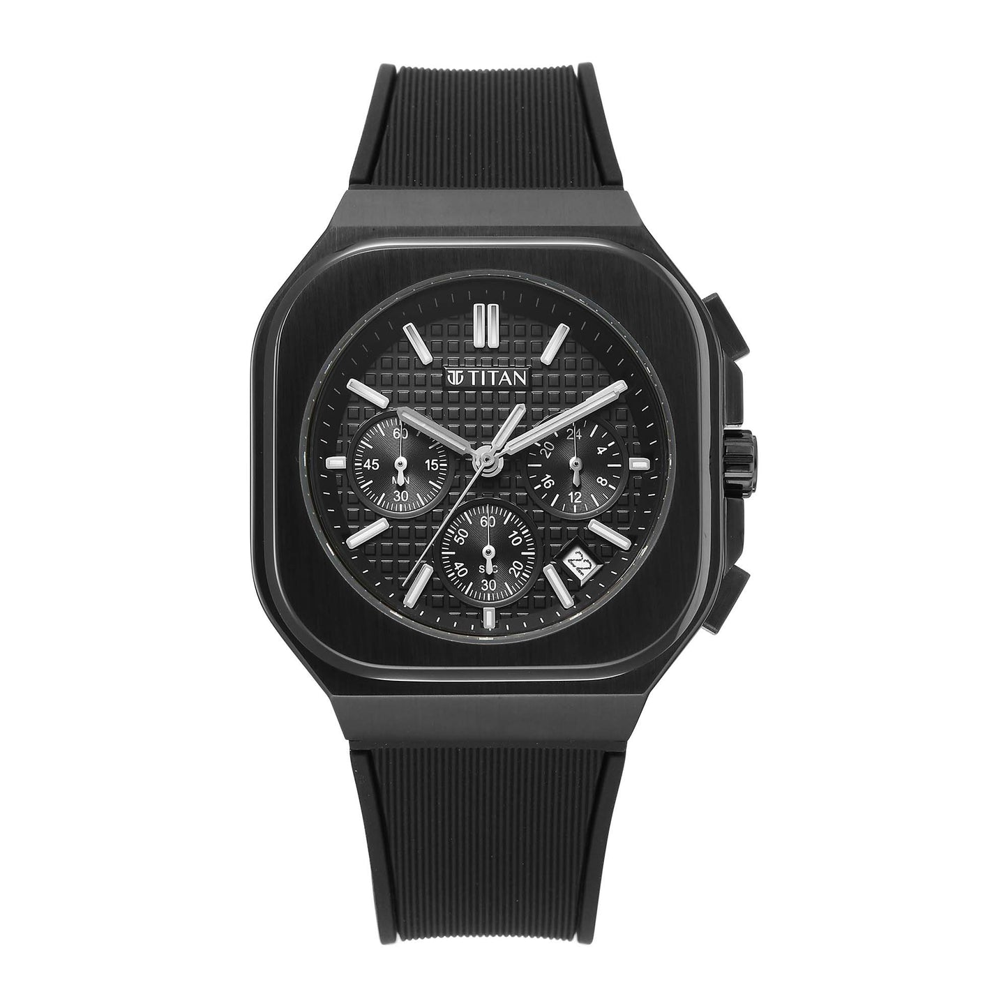 Titan Octane Black Dial Silicone Strap Multifunction Analog Watch for Men