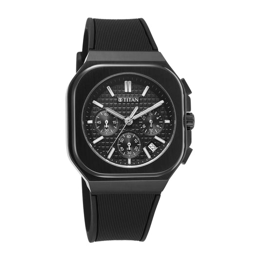 Titan Octane Black Dial Silicone Strap Multifunction Analog Watch for Men