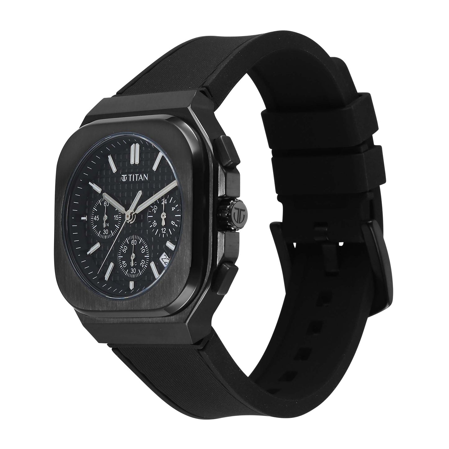 Titan Octane Black Dial Silicone Strap Multifunction Analog Watch for Men