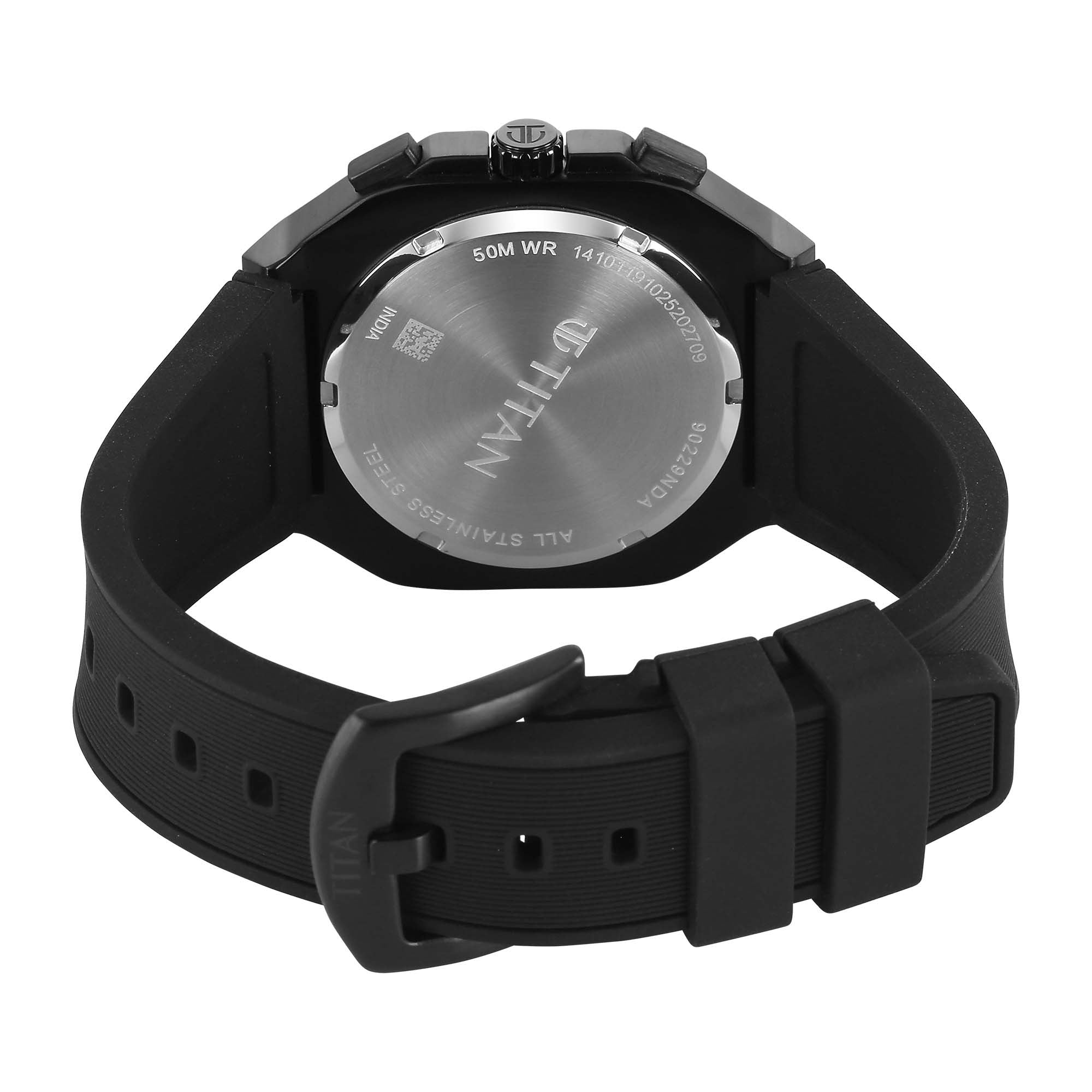 Titan Octane Black Dial Silicone Strap Multifunction Analog Watch for Men