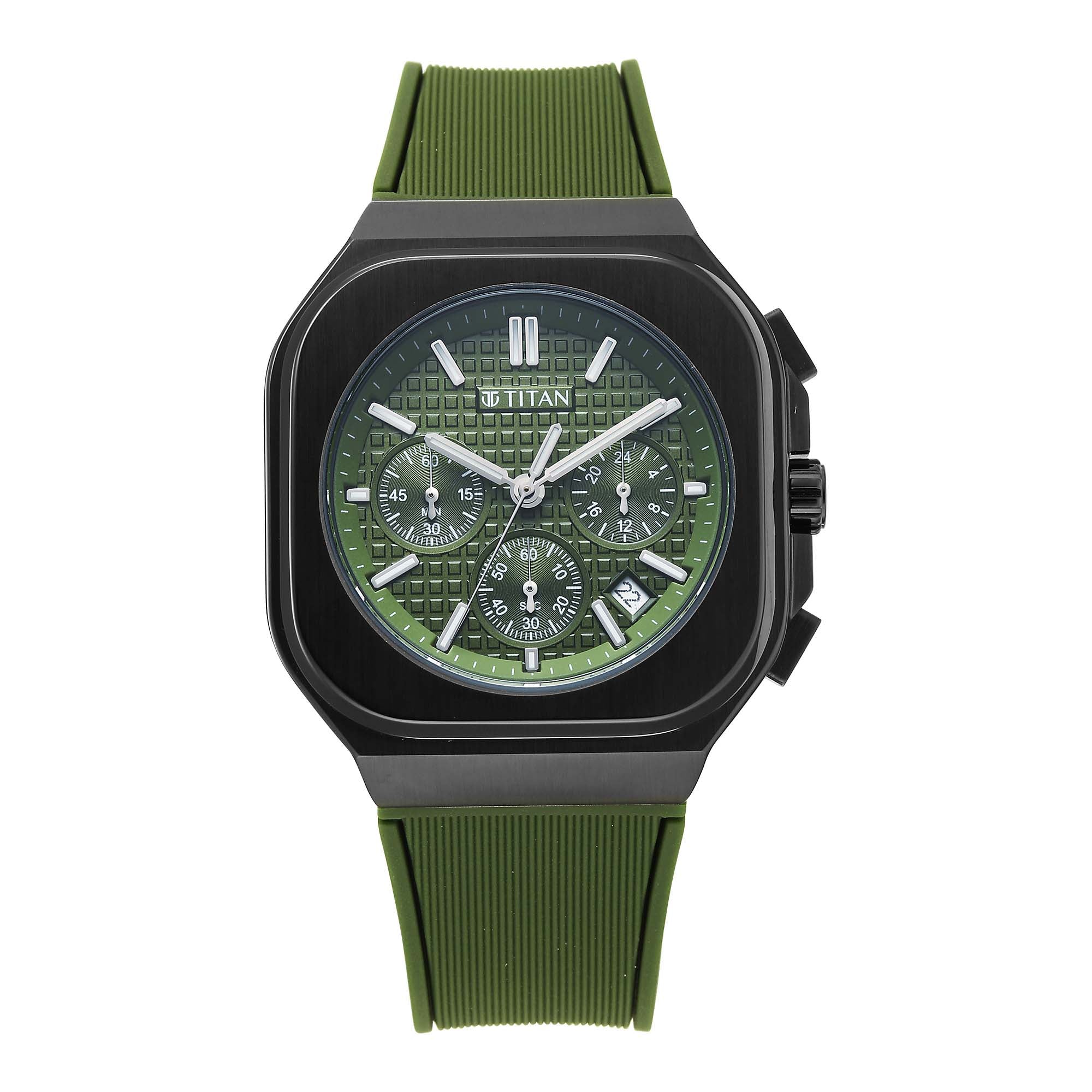 Titan Octane Green Dial Silicone Strap Multifunction Analog Watch for Men