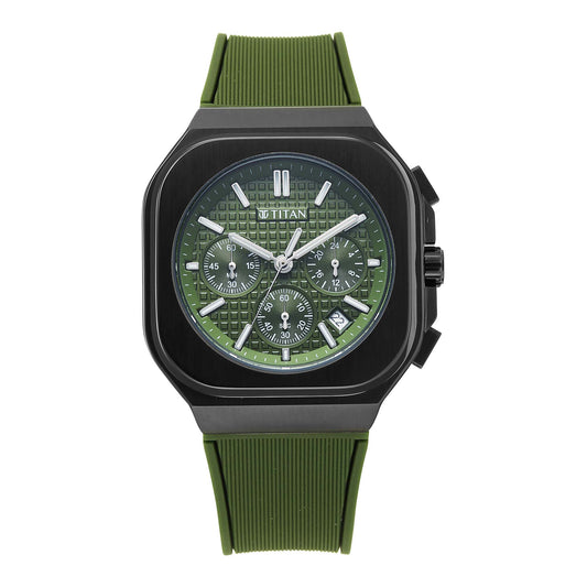 Titan Octane Green Dial Silicone Strap Multifunction Analog Watch for Men