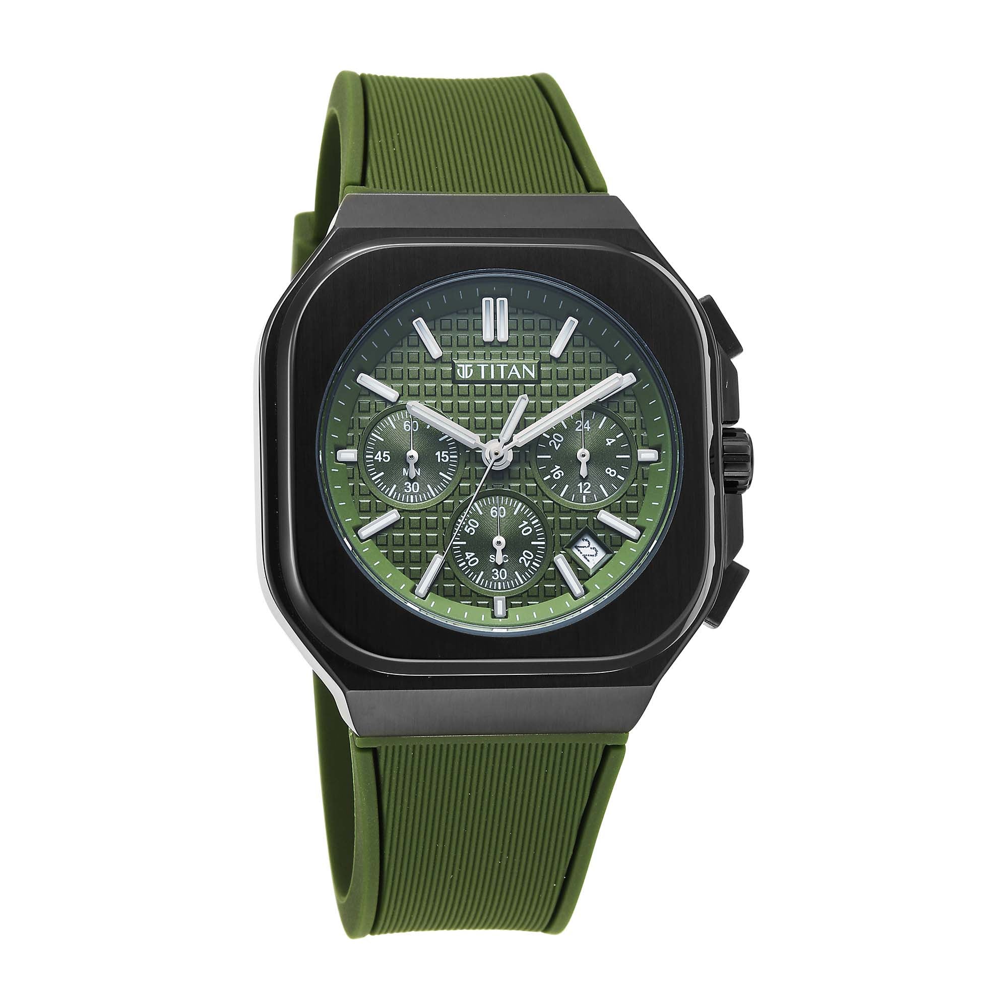 Titan Octane Green Dial Silicone Strap Multifunction Analog Watch for Men