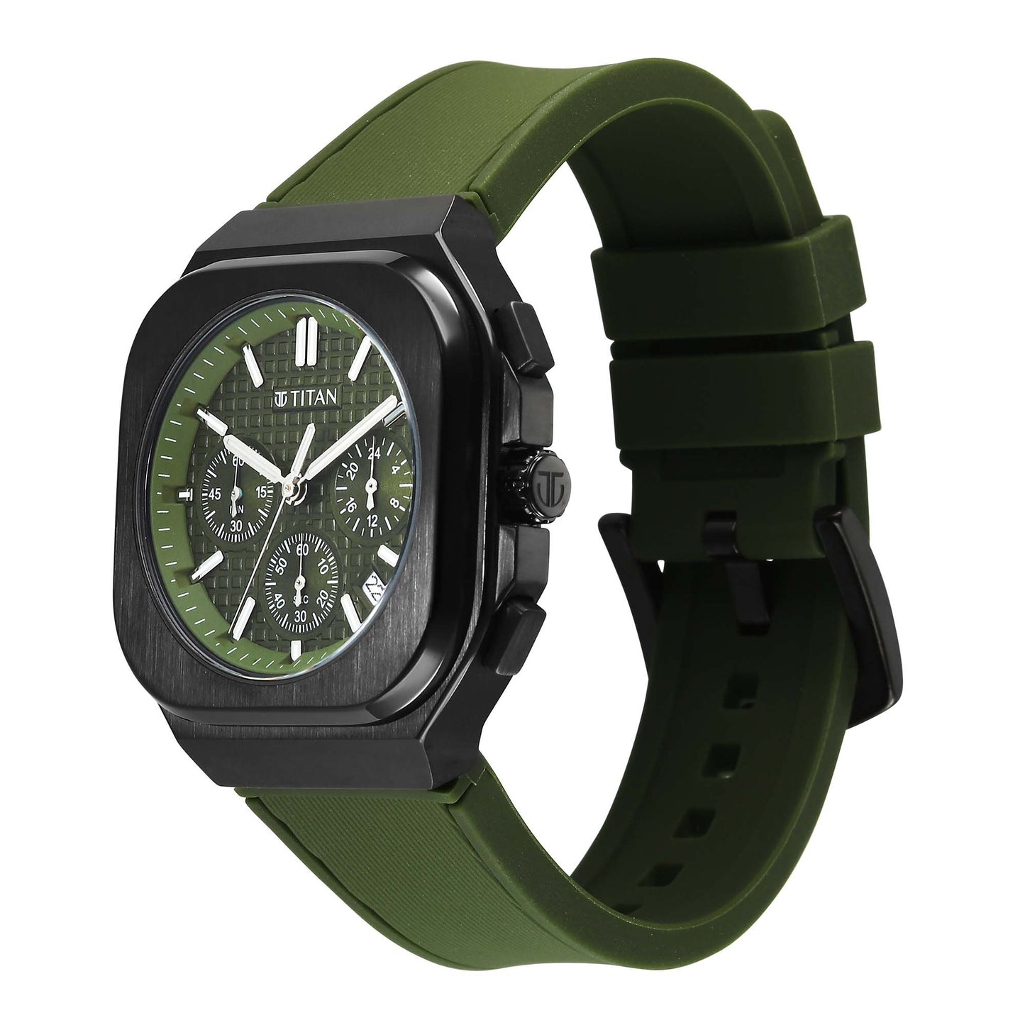 Titan Octane Green Dial Silicone Strap Multifunction Analog Watch for Men