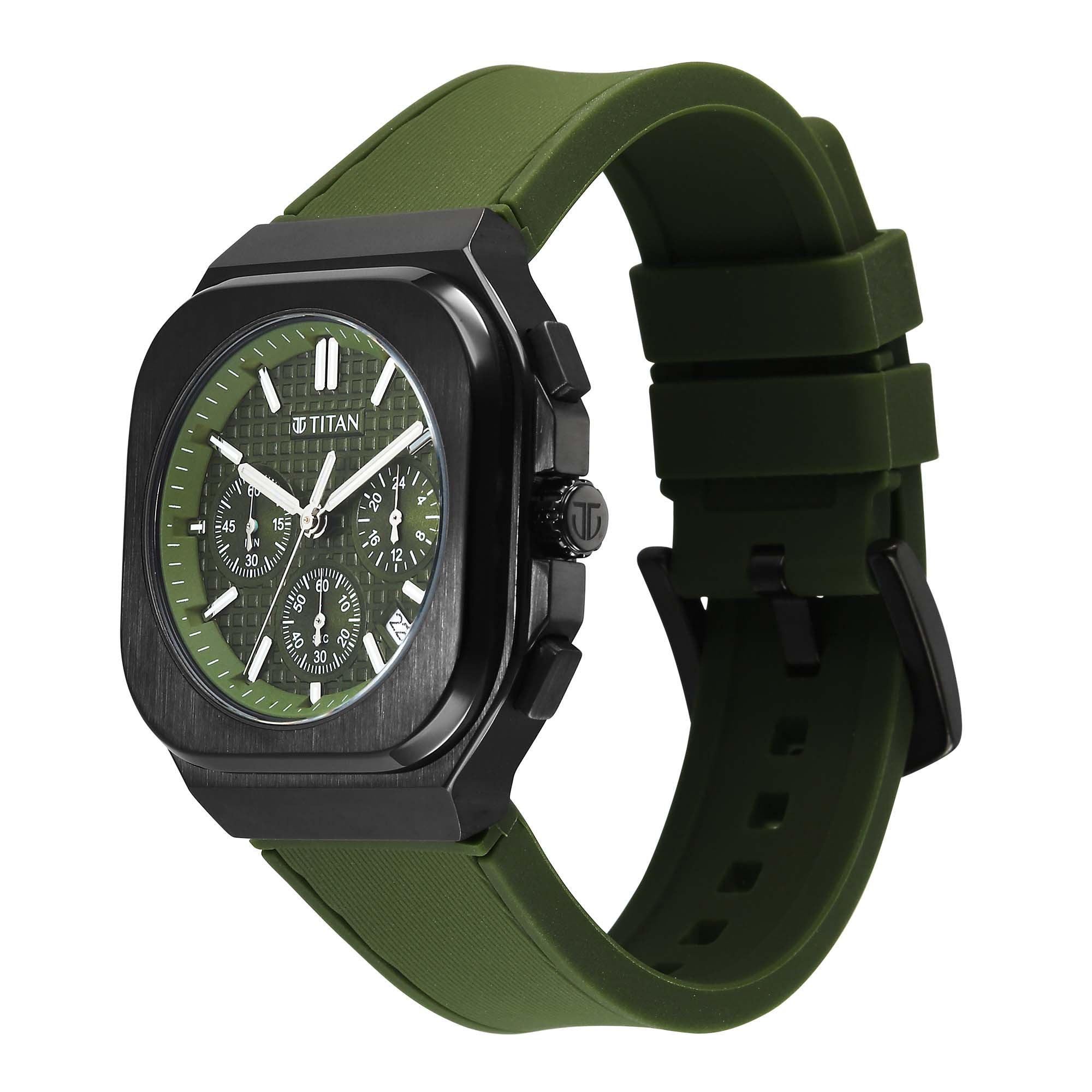 Titan Octane Green Dial Silicone Strap Multifunction Analog Watch for Men