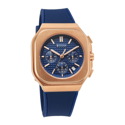 Titan Octane Blue Dial Silicone Strap Multifunction Analog Watch for Men