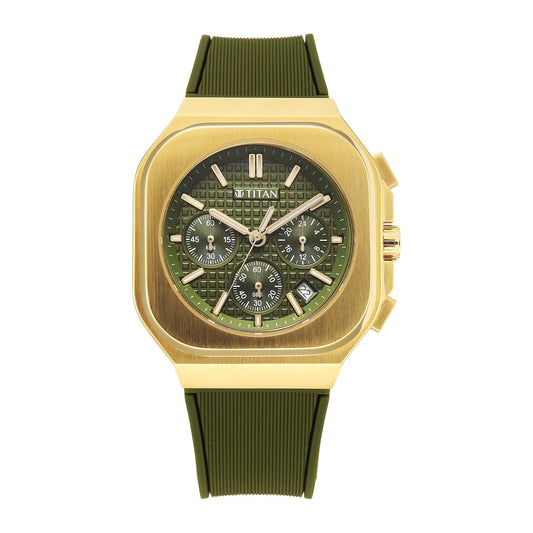 Titan Octane Green Dial Silicone Strap Multifunction Analog Watch for Men