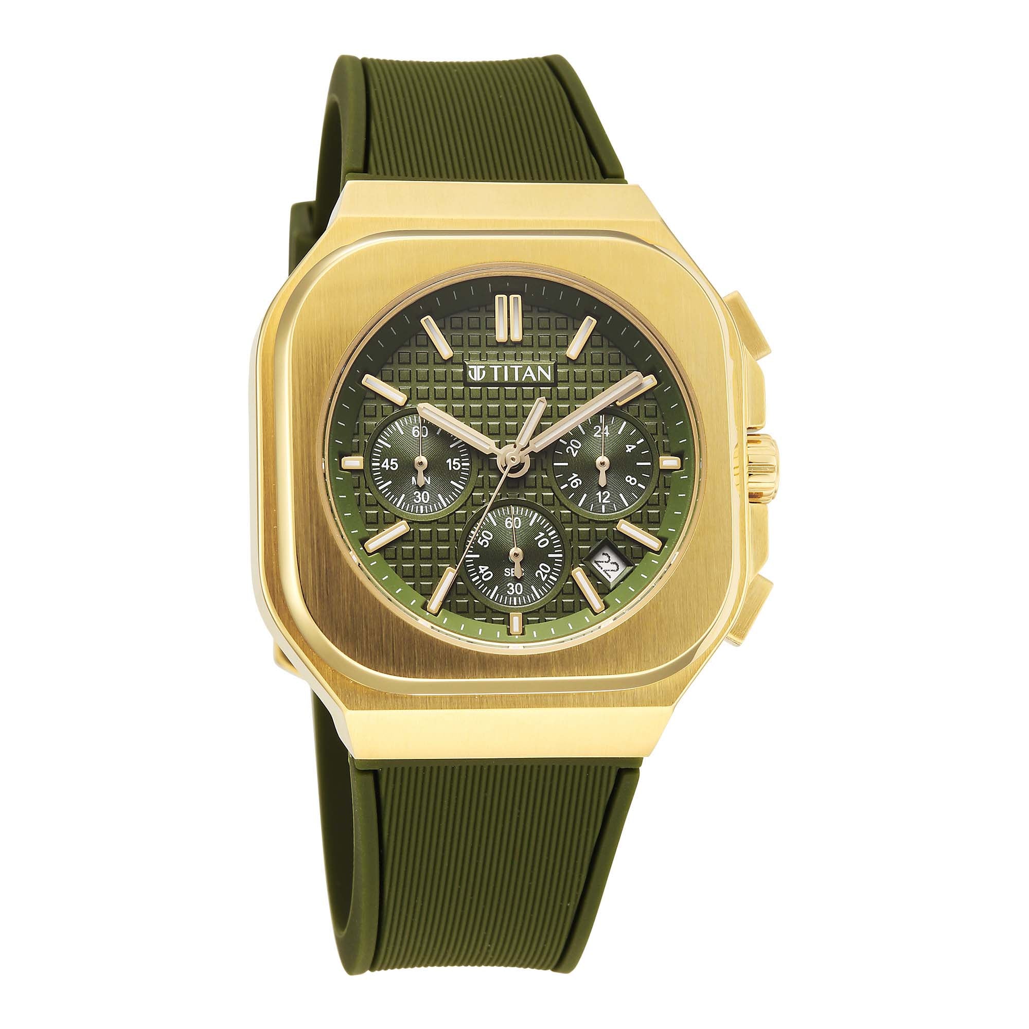 Titan Octane Green Dial Silicone Strap Multifunction Analog Watch for Men