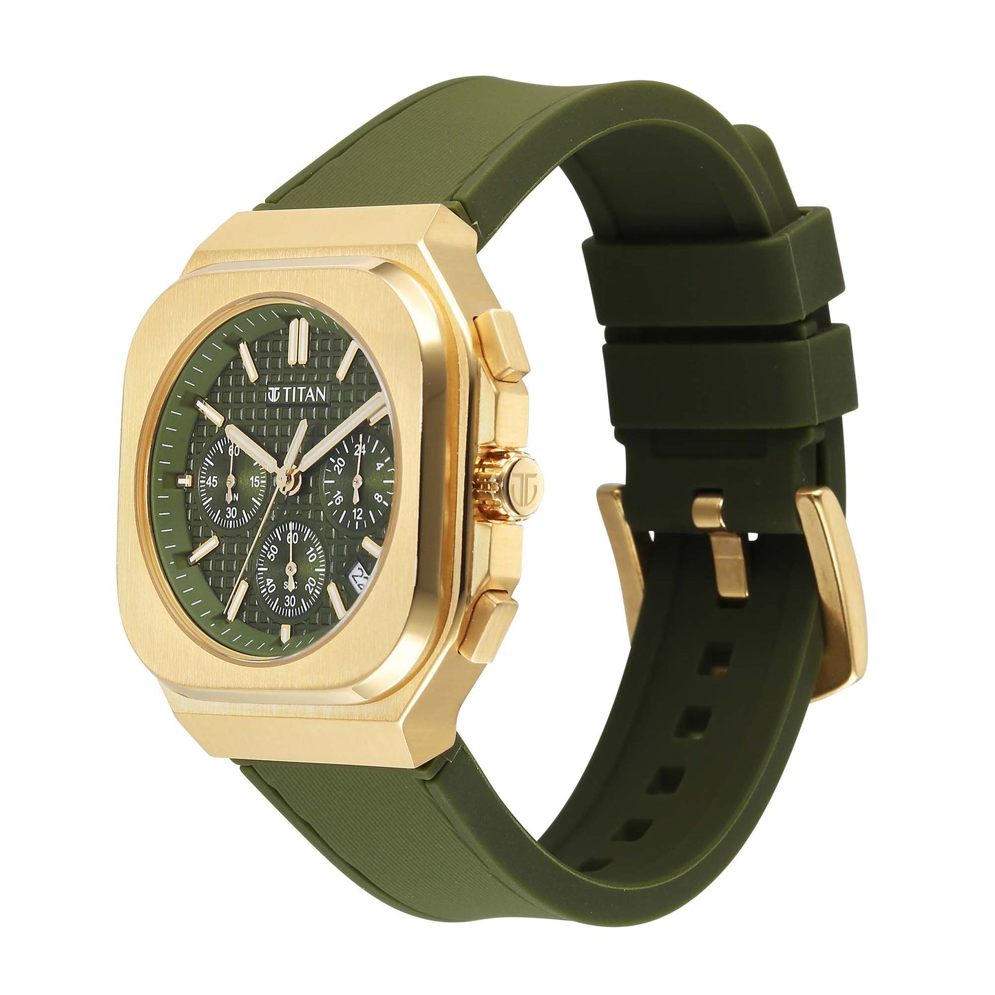 Titan Octane Green Dial Silicone Strap Multifunction Analog Watch for Men