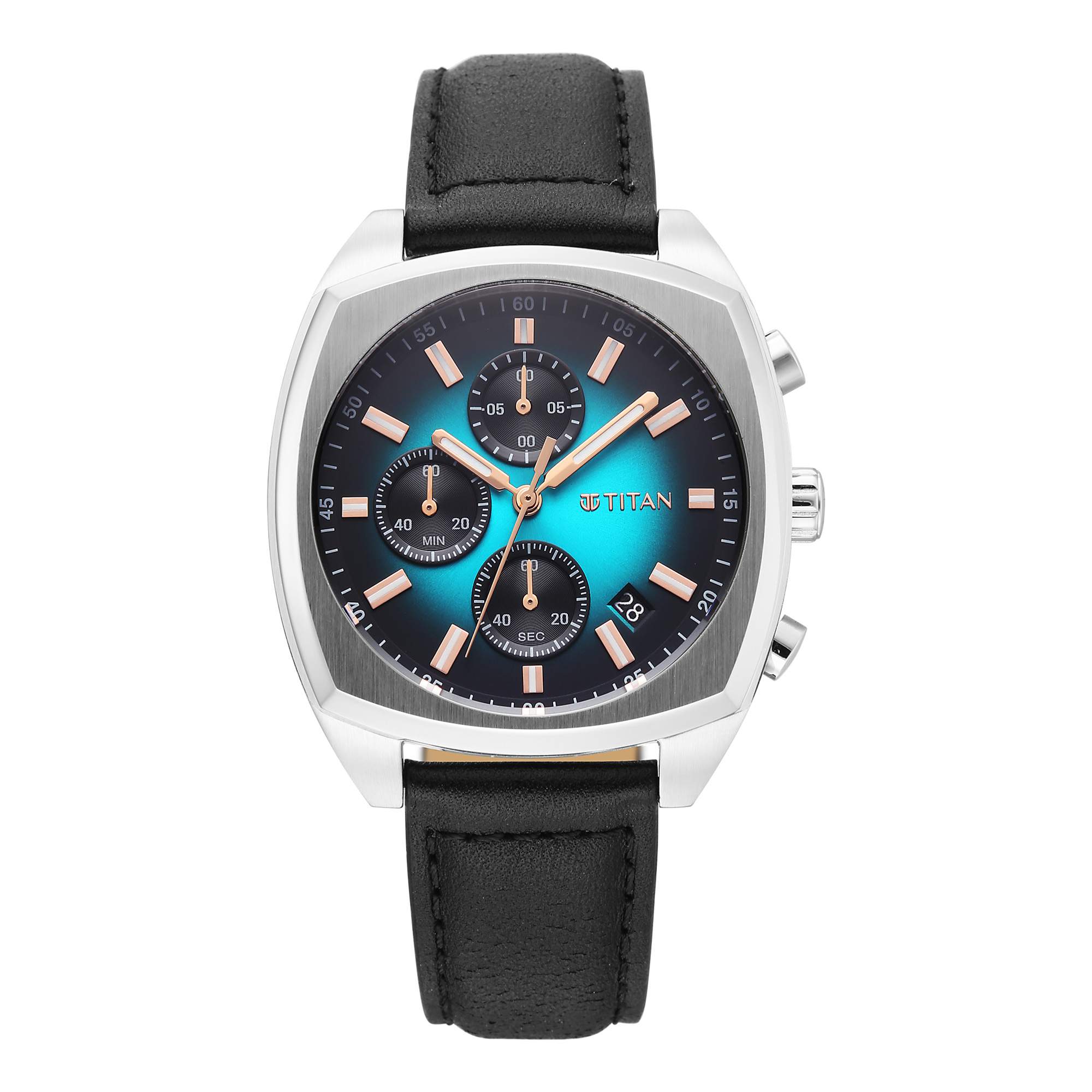 Titan Fashion Sport Blue Special Dial Blue Leather Strap Multifunction Analog Watch for Men