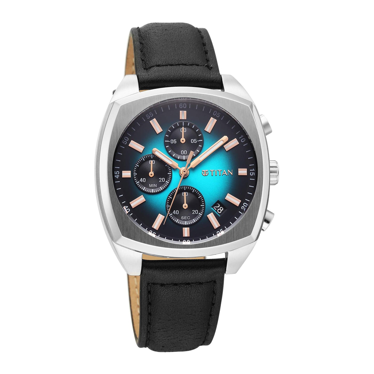 Titan Fashion Sport Blue Special Dial Blue Leather Strap Multifunction Analog Watch for Men