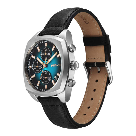 Titan Fashion Sport Blue Special Dial Blue Leather Strap Multifunction Analog Watch for Men