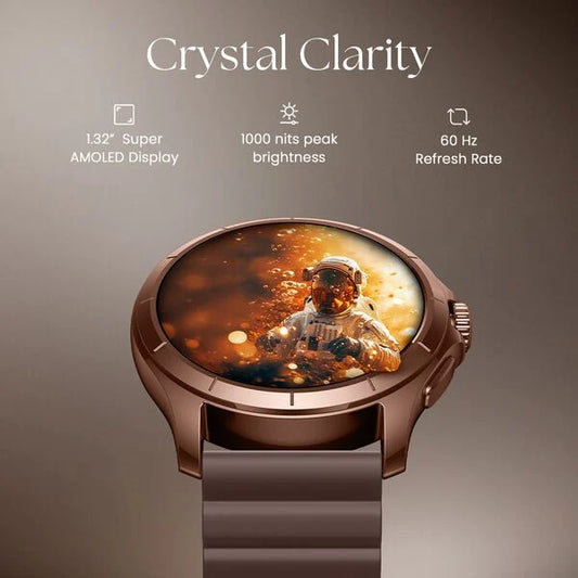 Titan Evoke Smartwatch 1.32" inch AMOLED Display with AOD, Functional Crown, Magnetic Strap, Metal Body,Fast Charge