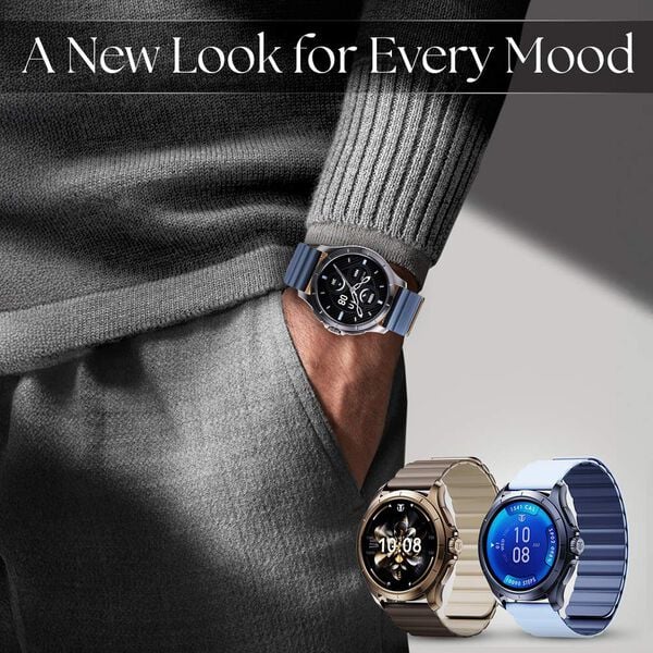 Titan Evoke Smartwatch 1.32" inch AMOLED Display with AOD, Functional Crown, Magnetic Strap, Metal Body,Fast Charge