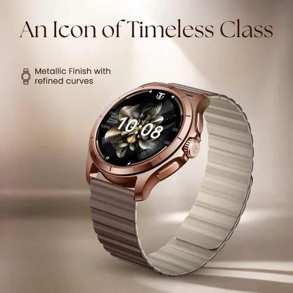 Titan Evoke Smartwatch 1.32" inch AMOLED Display with AOD, 1000 Nits, Functional Crown, Magnetic Strap, Metal Body