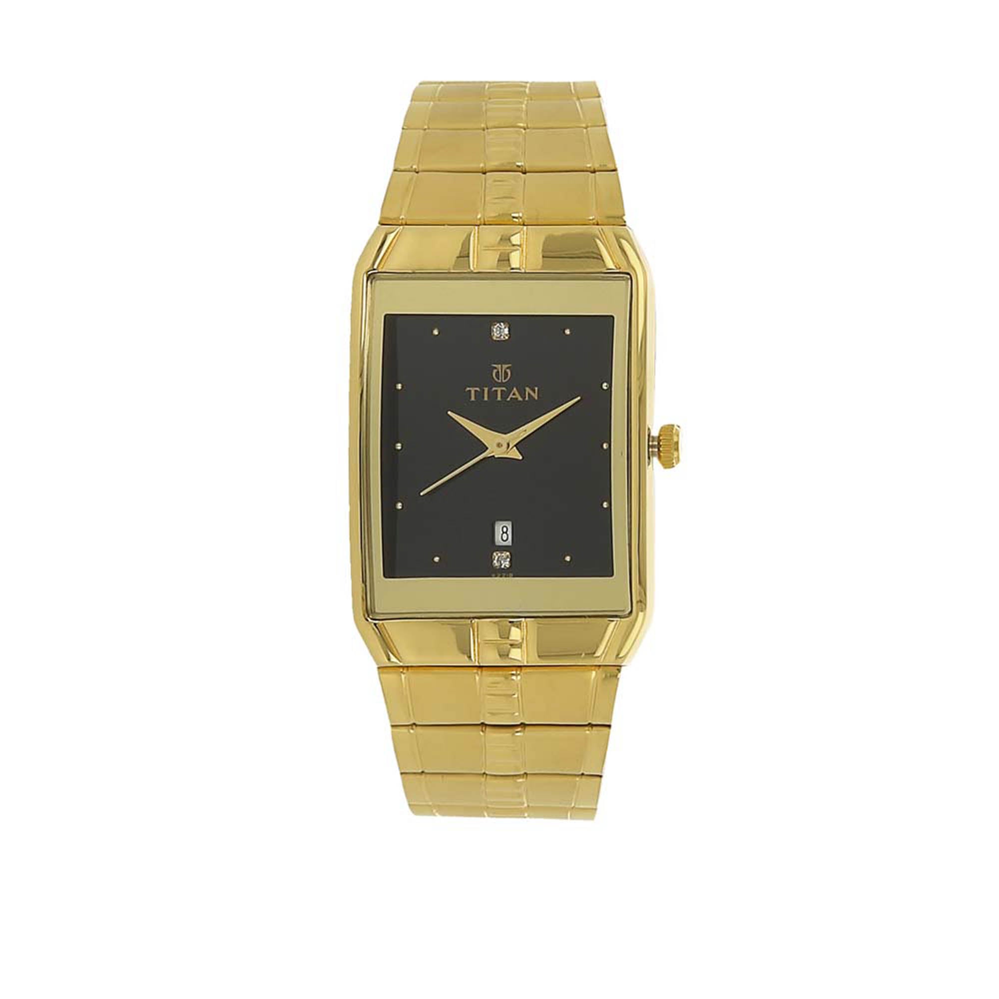 Titan Black Dial Analog with Date Metal Strap watch forMen