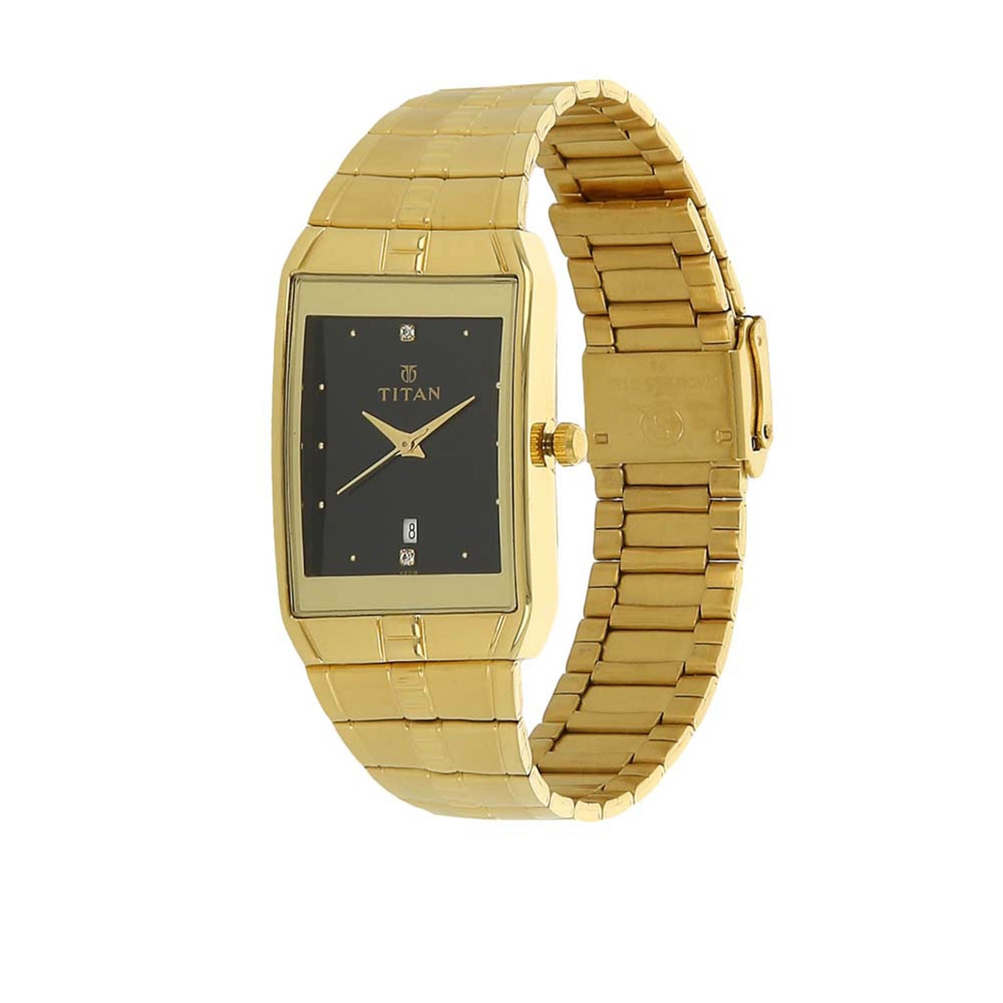 Titan Black Dial Analog with Date Metal Strap watch forMen