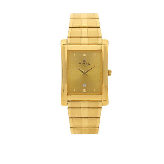 Titan Champagne Dial Analog with Date Metal Strap Watch for Men