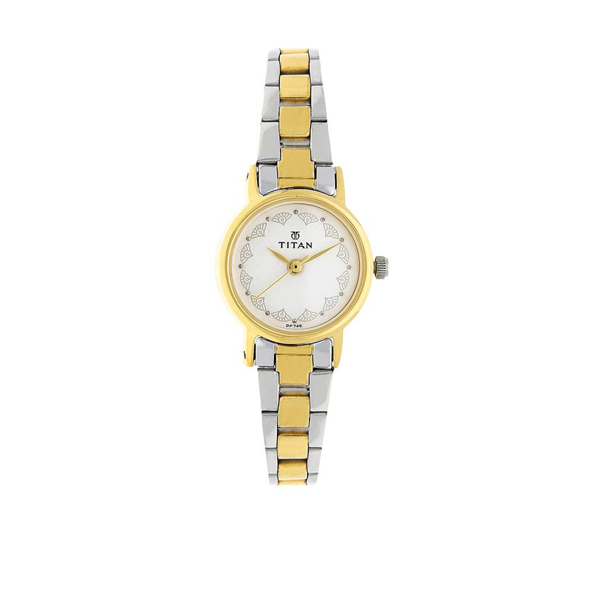 Titan Quartz Analog White Dial Stainless Steel Strap Watch for Women