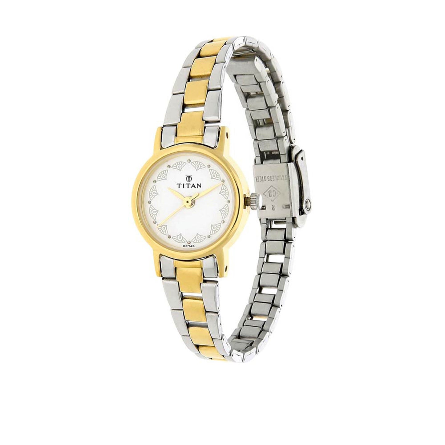 Titan Quartz Analog White Dial Stainless Steel Strap Watch for Women