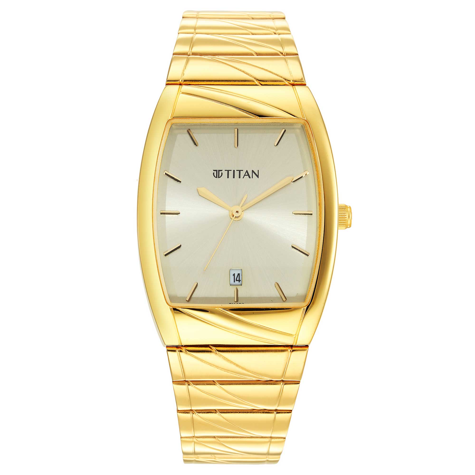 Titan Karishma Champagne Special Dial Golden Metal Strap Analog with Date Watch for Men