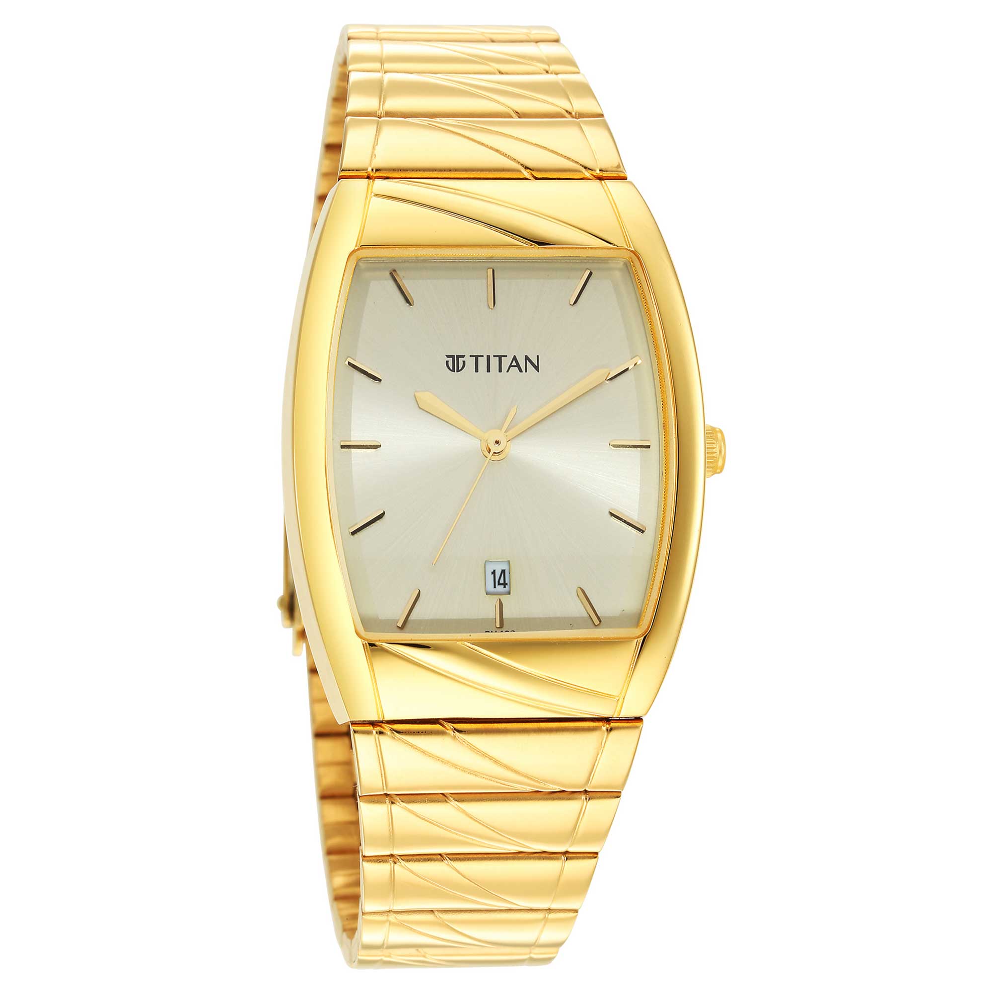 Titan Karishma Champagne Special Dial Golden Metal Strap Analog with Date Watch for Men