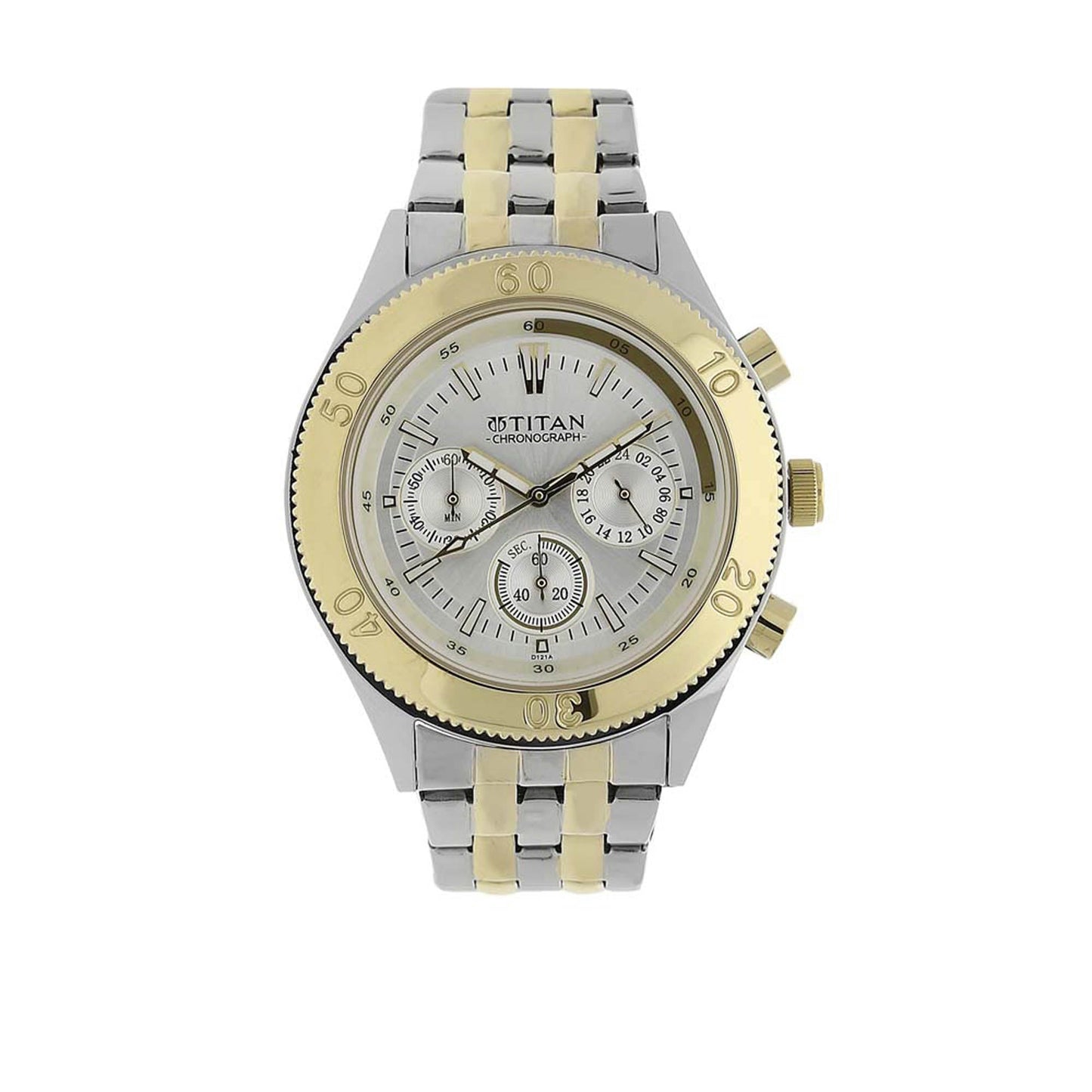 Titan Quartz Chronograph Silver Dial Stainless Steel Strap Watch for Men