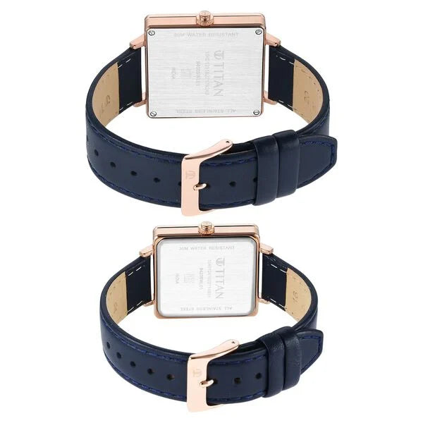 Titan Bandhan Black Dial Leather Strap Multifunction Watch for Couple