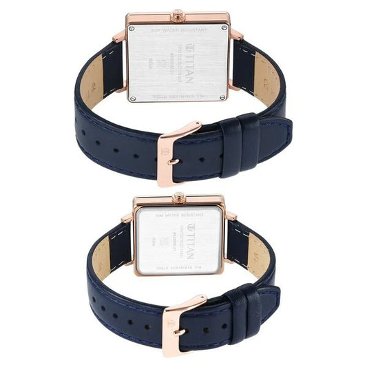 Titan Bandhan Black Dial Leather Strap Multifunction Watch for Couple