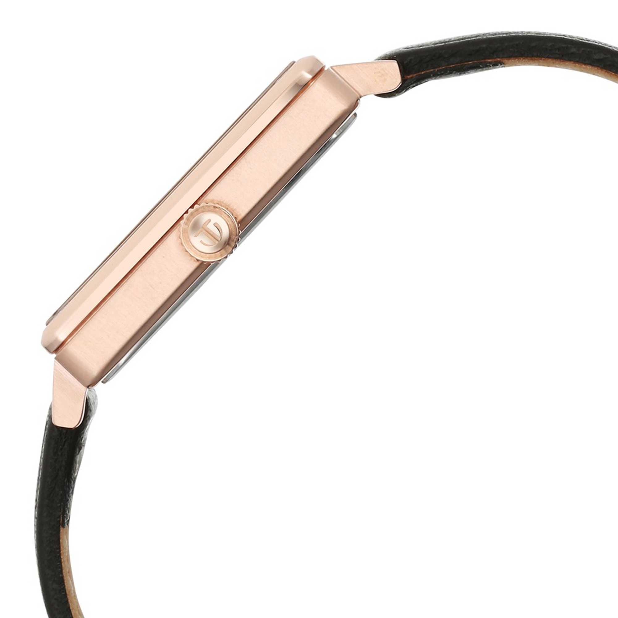 Titan Minimalists Quartz Analog with Date Silver Dial Black Leather Strap Watch for Women