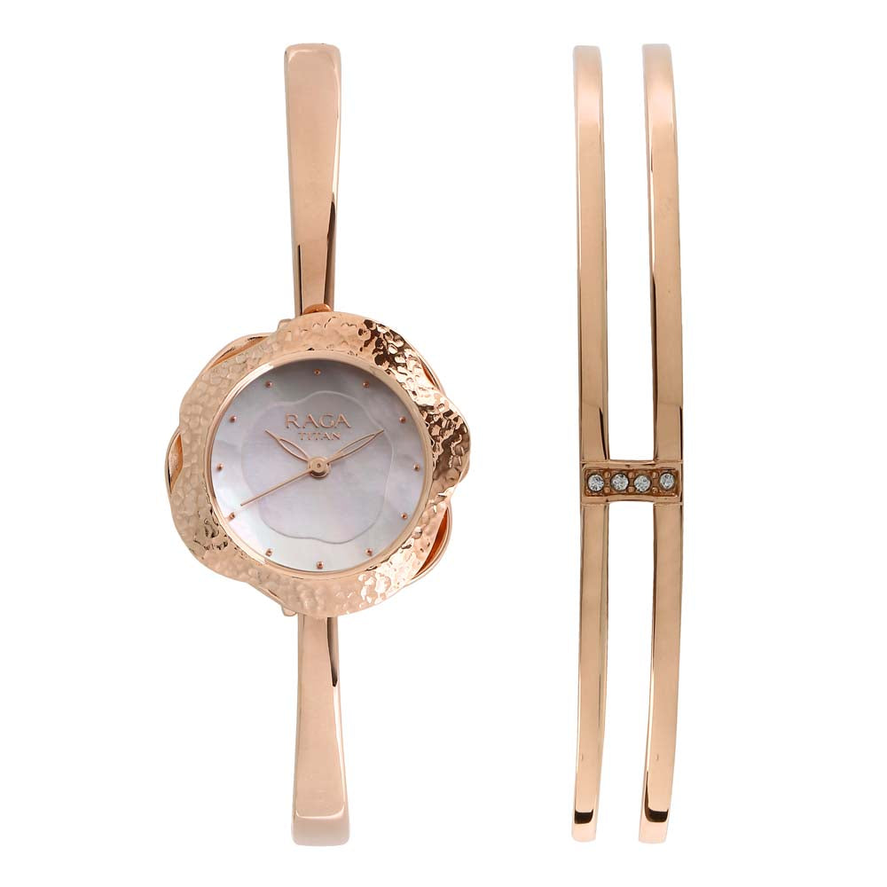 Titan Quartz Analog Mother Of Pearl Dial Watch for Women 95057WM01