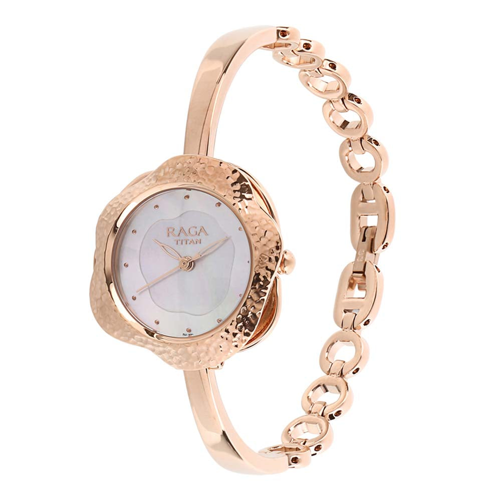Titan Quartz Analog Mother Of Pearl Dial Watch for Women 95057WM01