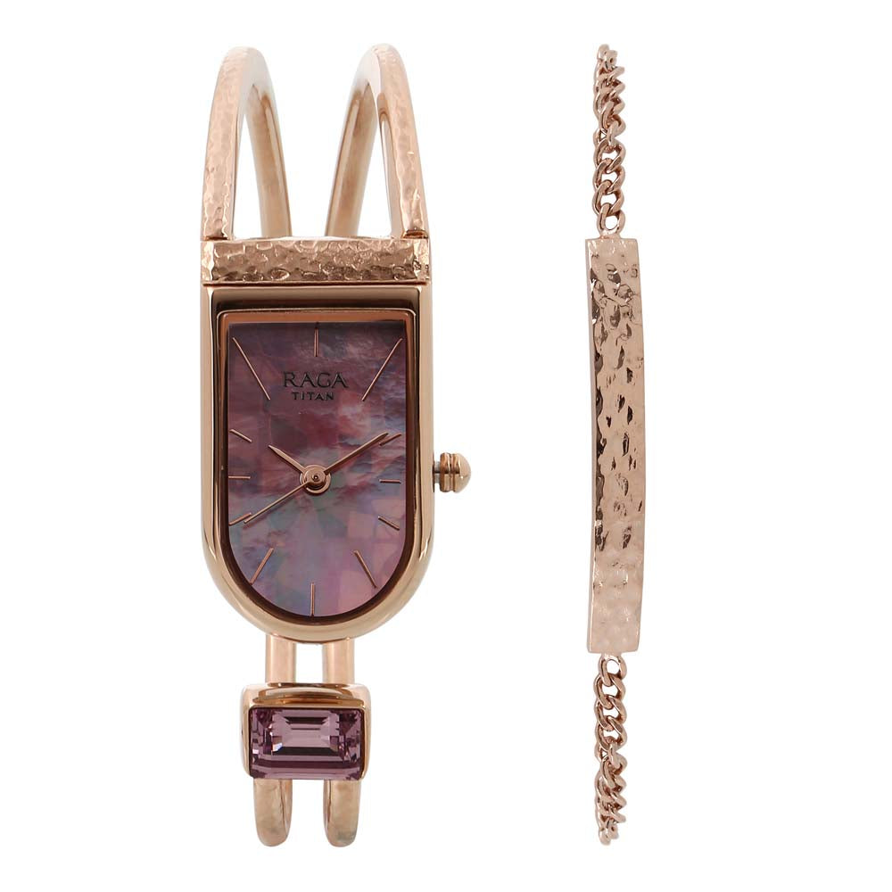Titan Quartz Analog Mother Of Pearl Dial Watch for Women 95063WM01
