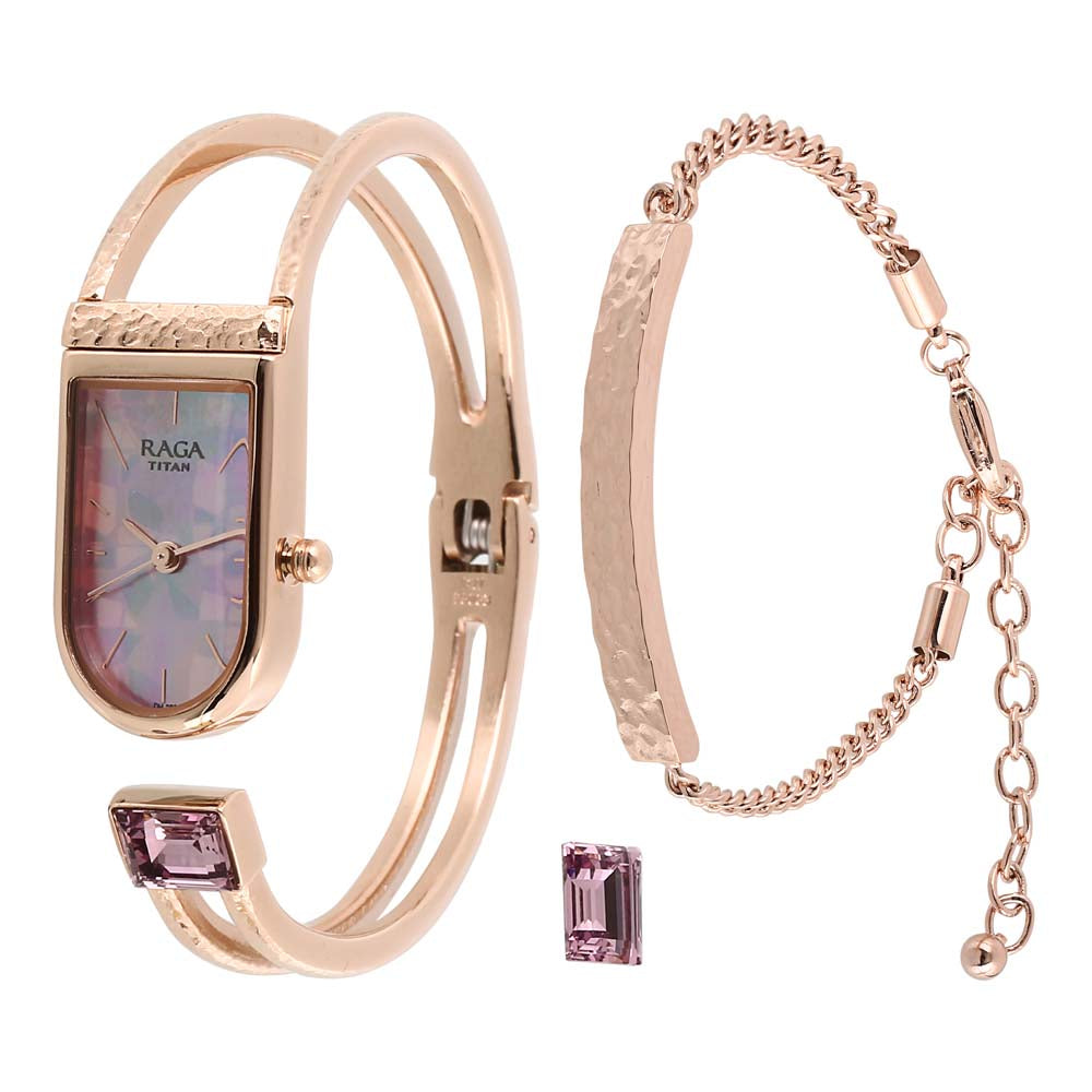 Titan Quartz Analog Mother Of Pearl Dial Watch for Women 95063WM01