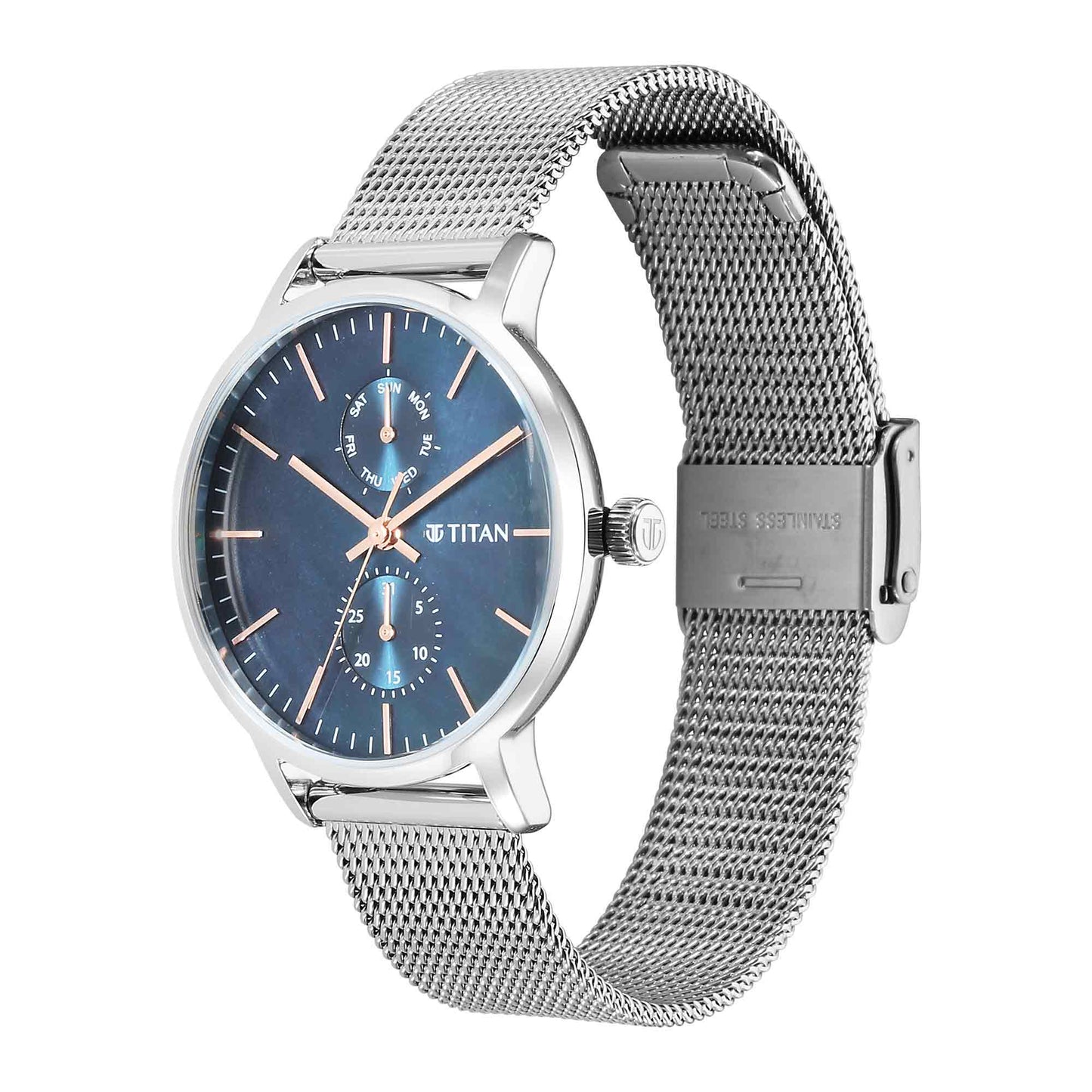 Titan Workwear Slimline Mother Of Pearl Dial Stainless Steel Strap Watch for Women
