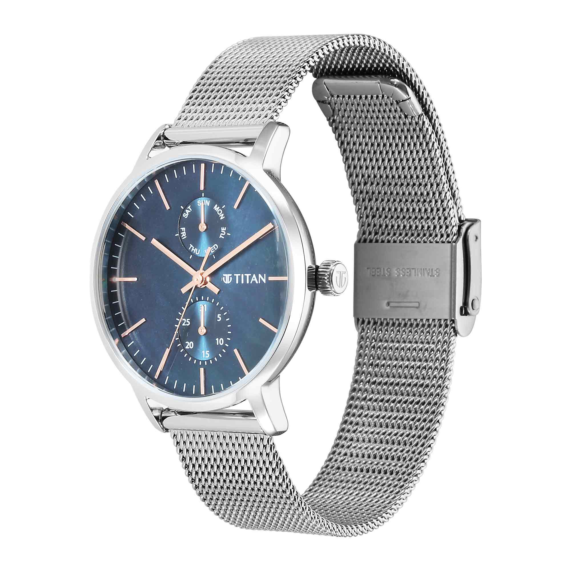 Titan Workwear Slimline Mother Of Pearl Dial Stainless Steel Strap Watch for Women
