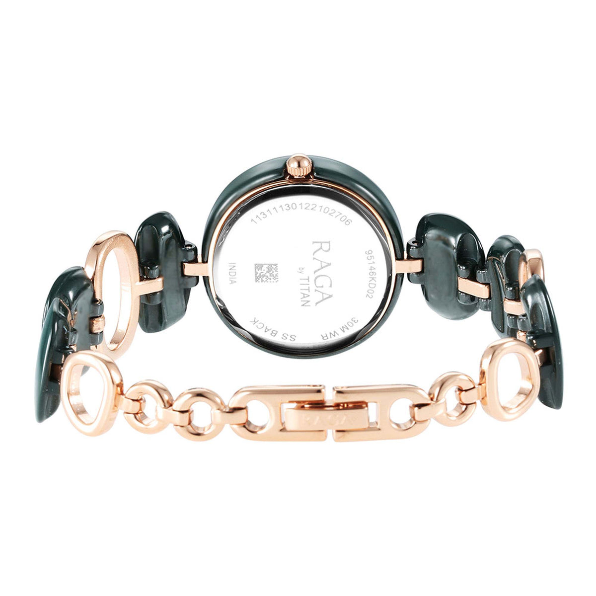 2541 Raga Titan Raga Ceramics Green Dial Analog Metal Strap Watch for Women ...
