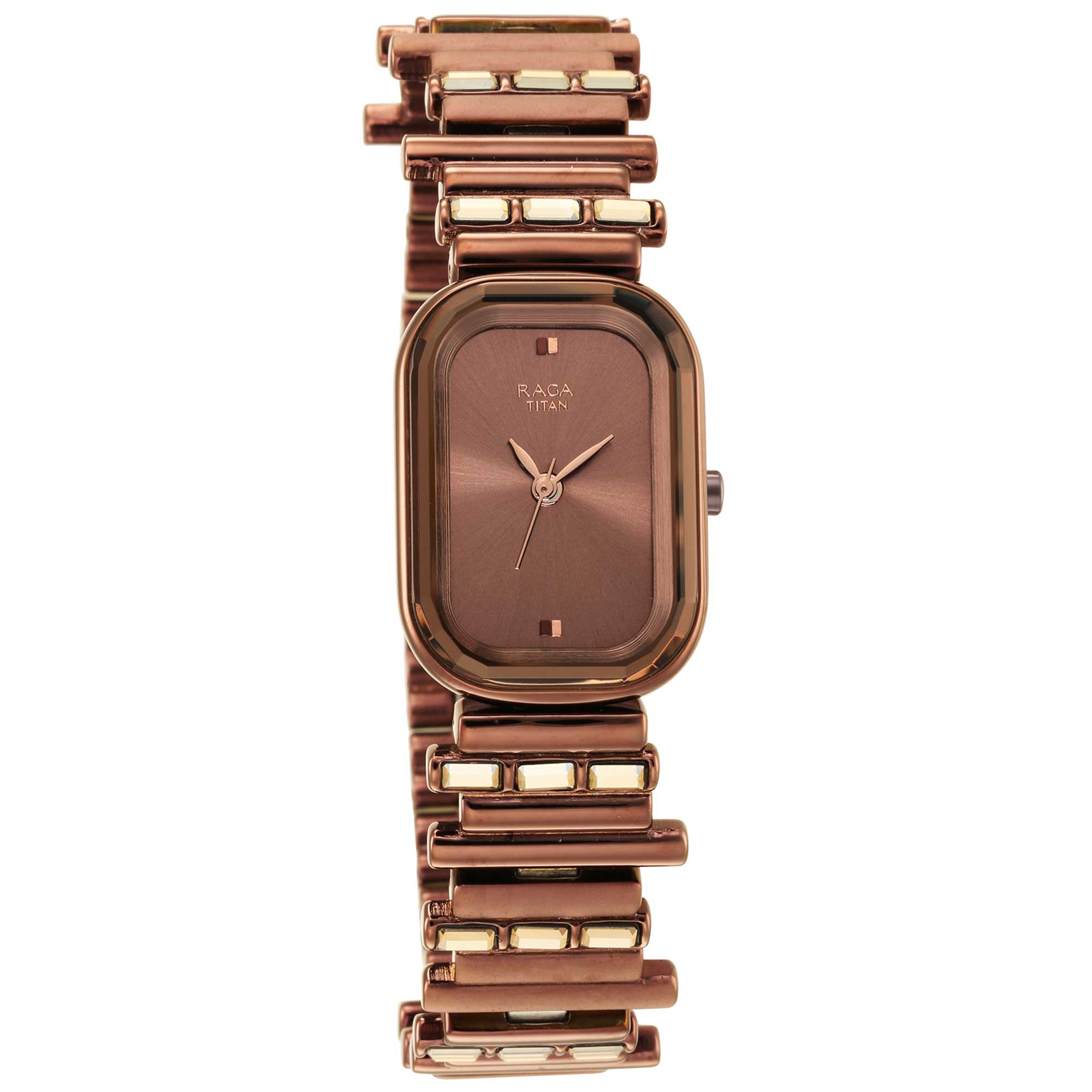 Titan Love All Brown Dial Analog Metal Strap Watch for Women